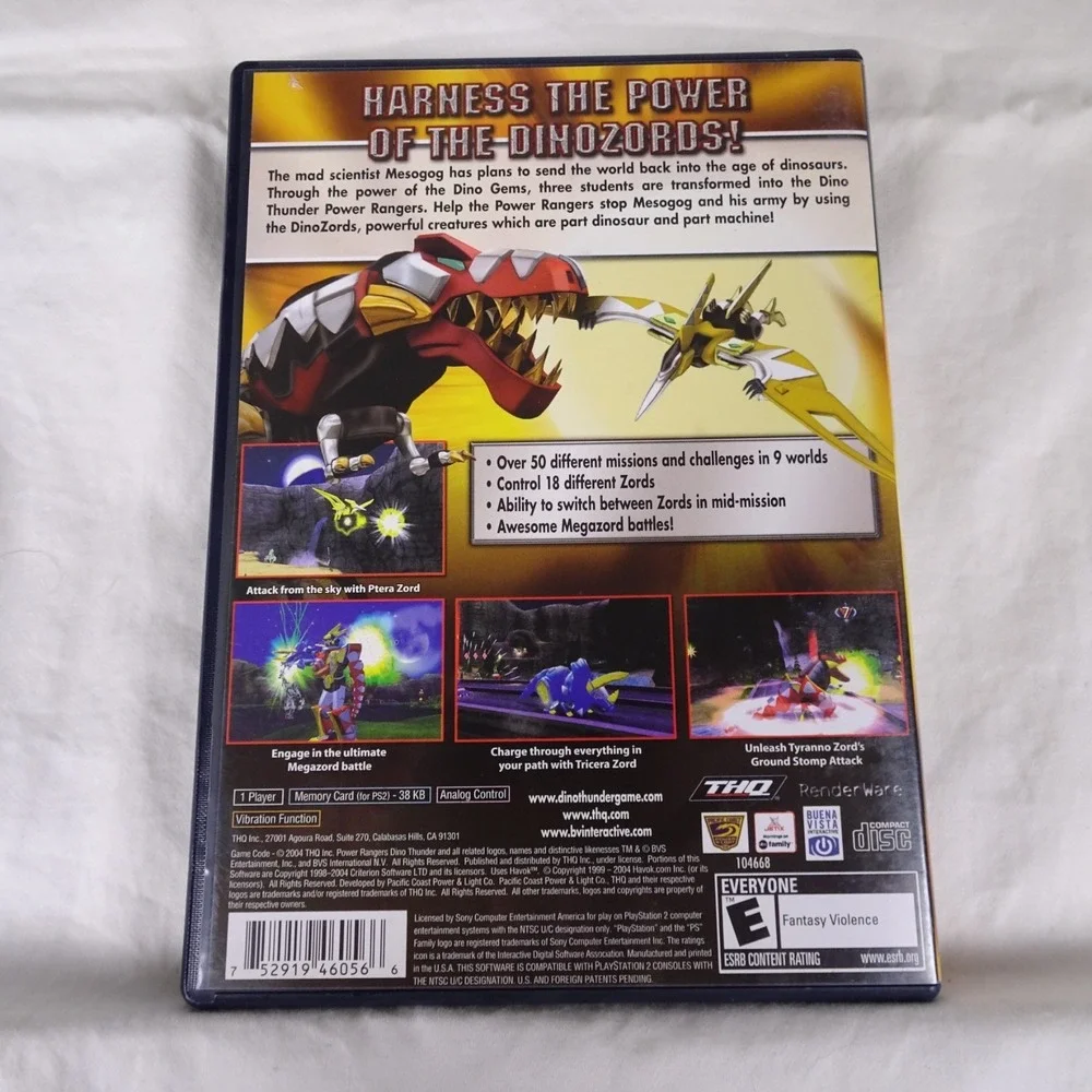 Play Station 2 - Power Rangers: Dino Thunder with NO manual